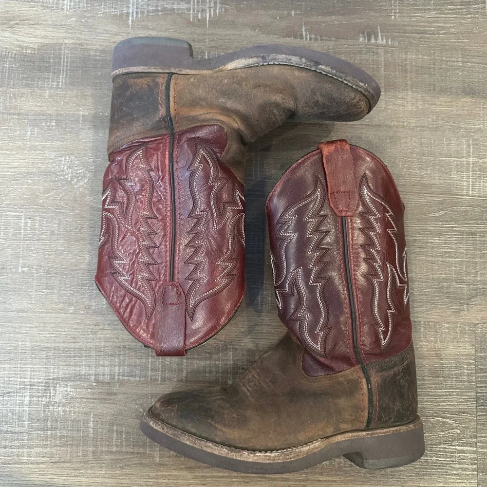 Smoky Mountain Boots‎ Kids Brown Burgundy Leather Western Cowboy Boots 13.0 D